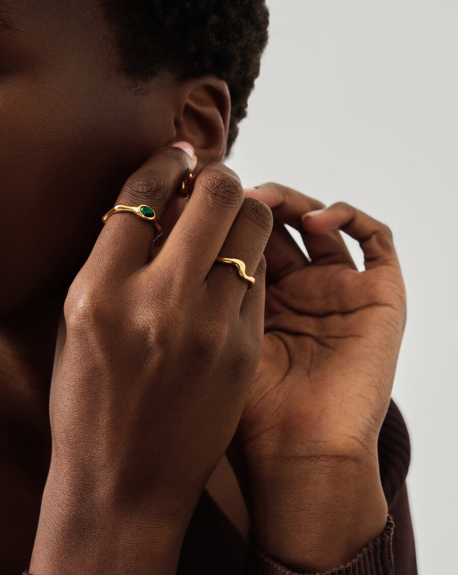 bague empilable molten wave - vermeil en or 18 carats