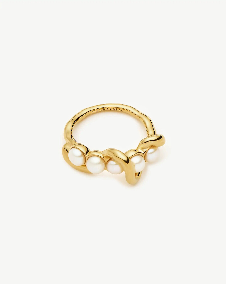 bague empilable torsadée molten pearl - vermeil or 18 caratsperle