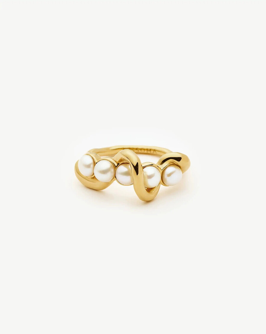 bague empilable torsadée molten pearl - vermeil or 18 caratsperle