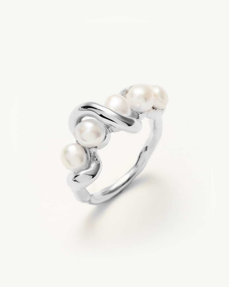 bague empilable torsadée en perle fondue