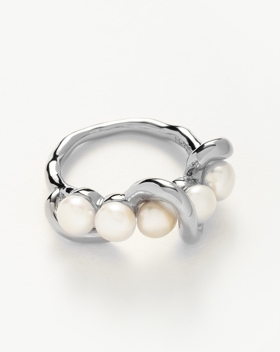 bague empilable torsadée en perle fondue