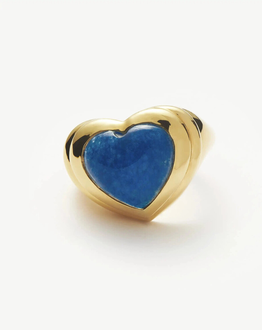 bague en forme de cœur en pierre précieuse jelly heart - plaqué or 18 carats quartz bleu