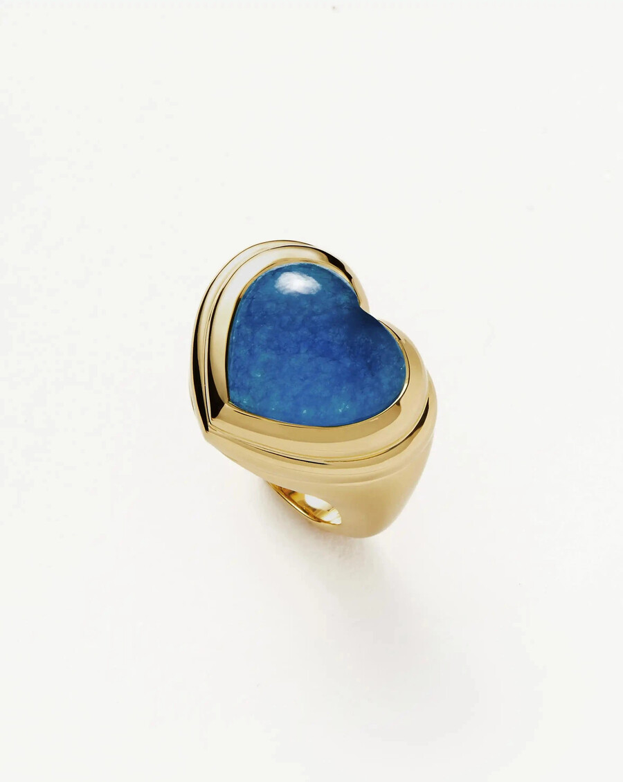 bague en forme de cœur en pierre précieuse jelly heart - plaqué or 18 carats quartz bleu