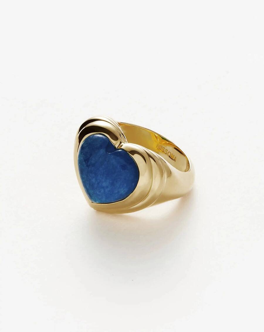 bague en forme de cœur en pierre précieuse jelly heart - plaqué or 18 carats quartz bleu
