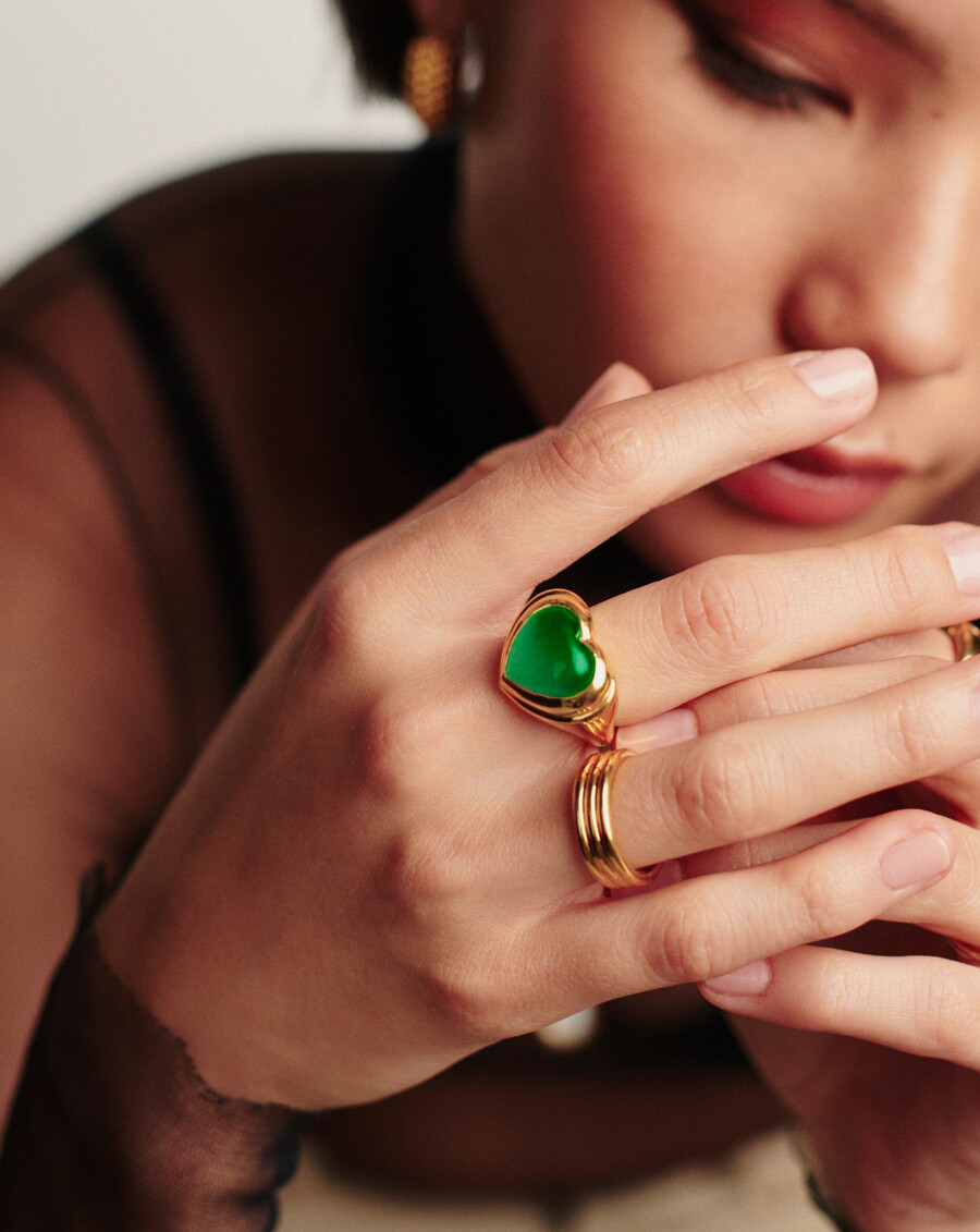 bague en forme de cœur de gelée avec pierre précieuse