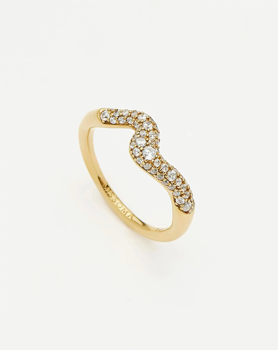 bague empilable molten snow - or et zircone cubique
