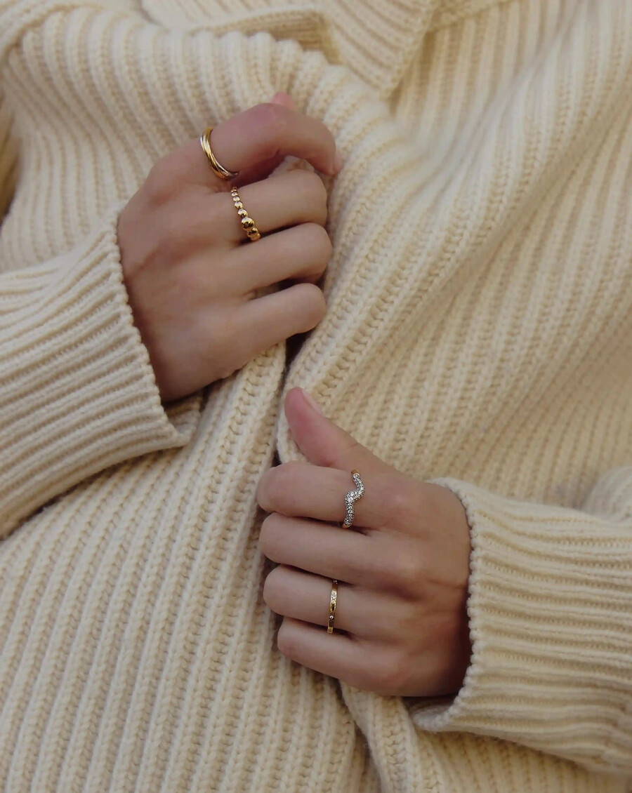 bague empilable molten snow - or et zircone cubique