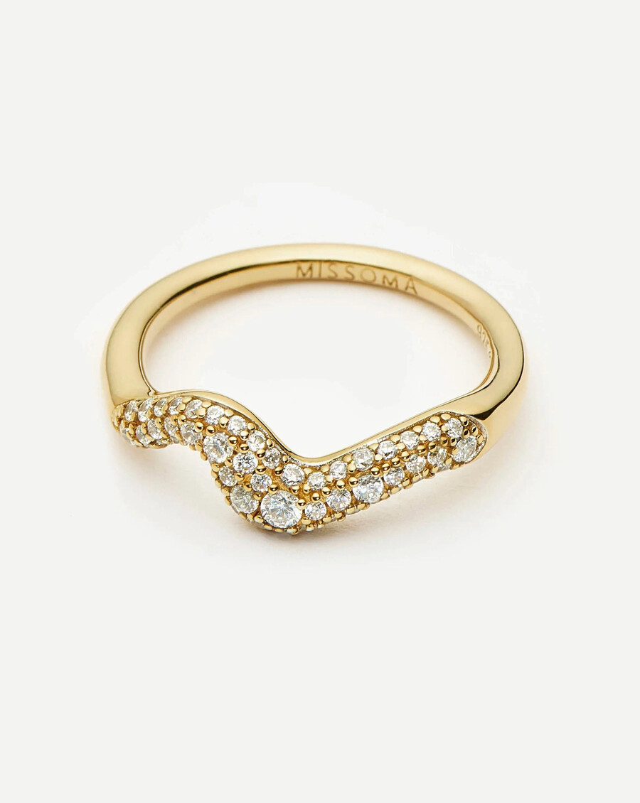 bague empilable molten snow - or et zircone cubique