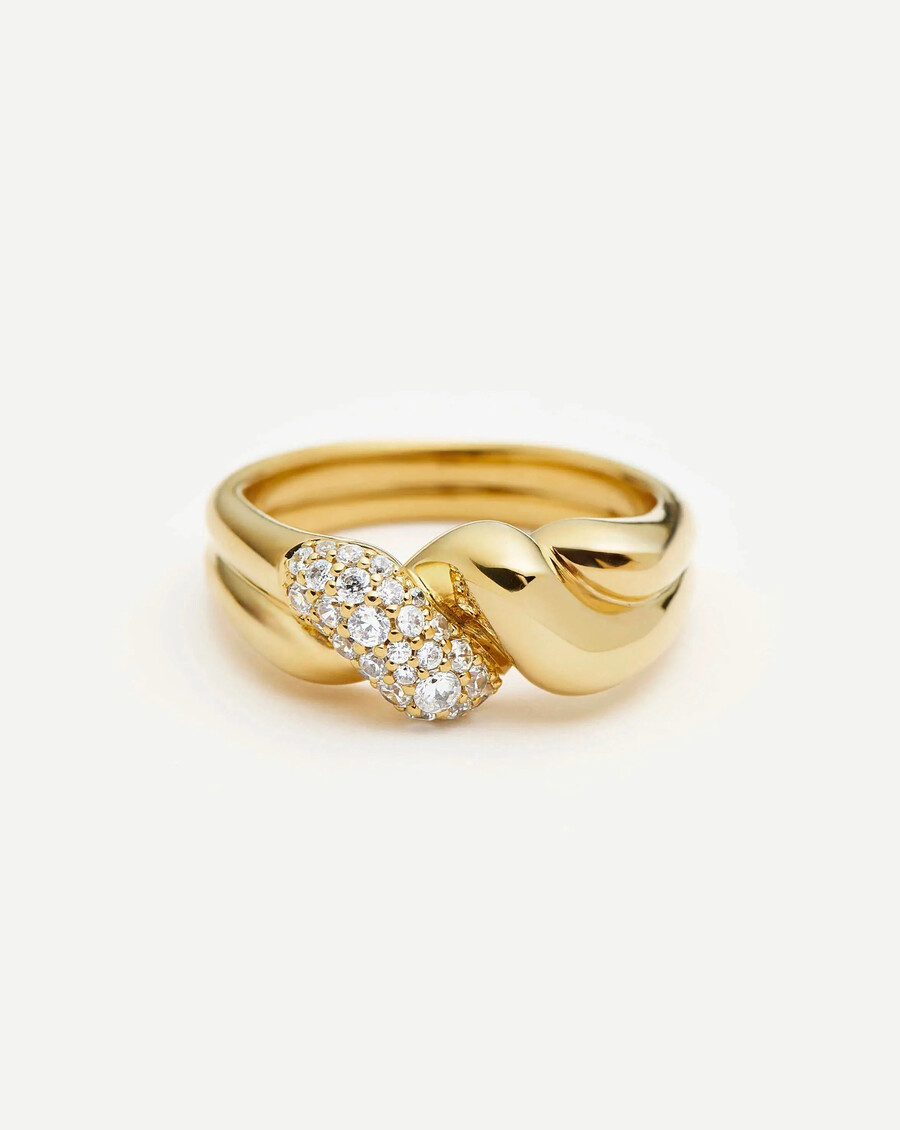 bague double molten snow - or 18 caratszirconium cubique