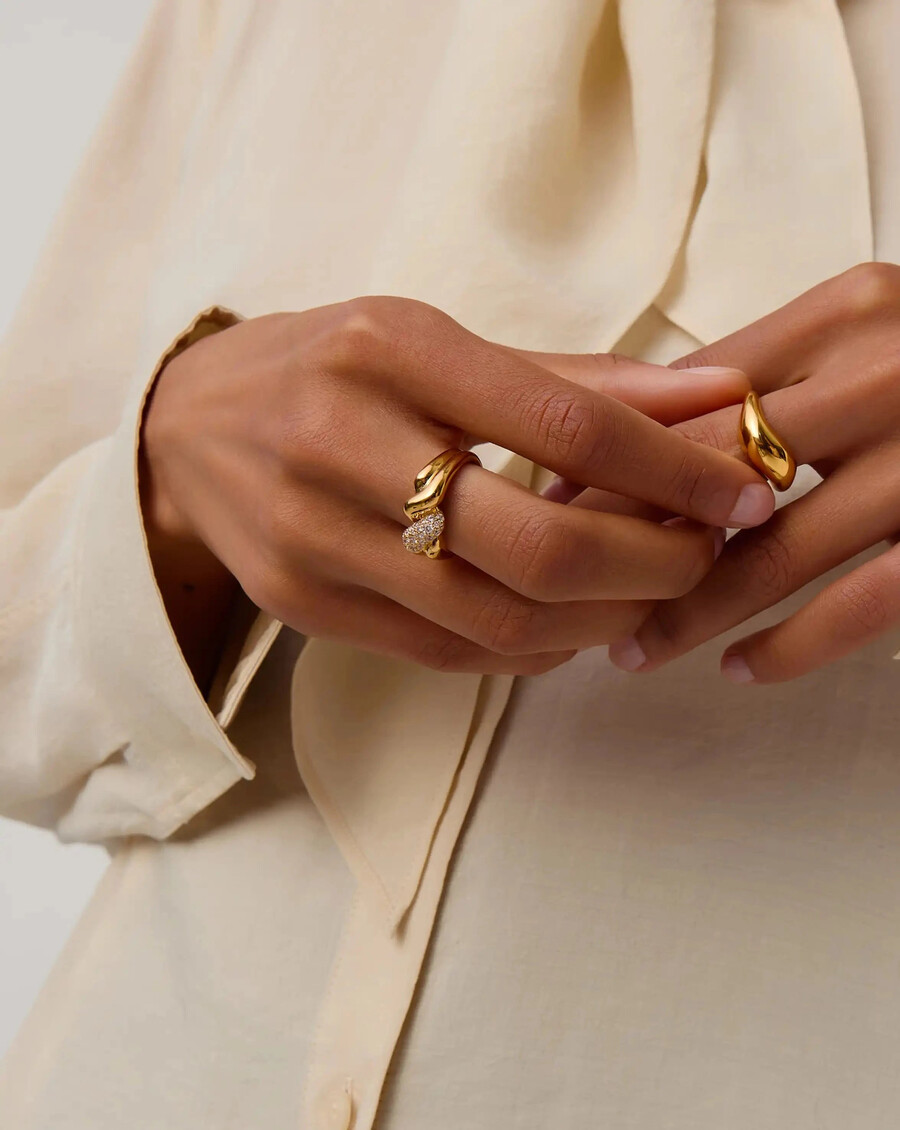 bague double molten snow - or 18 caratszirconium cubique