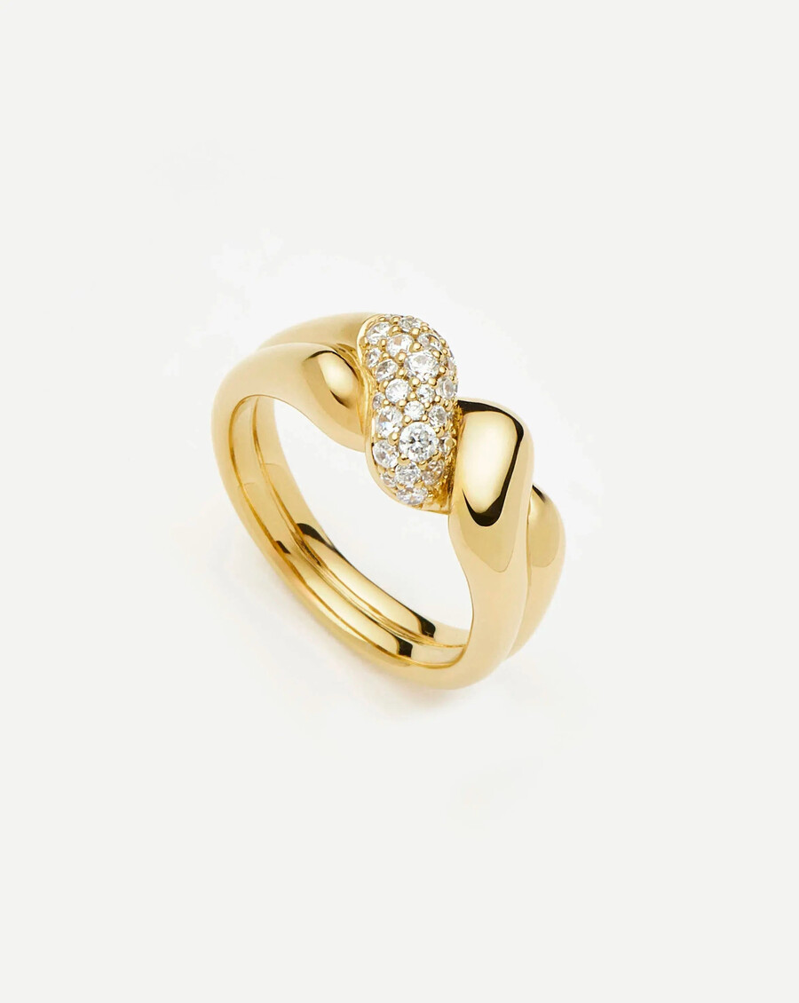 bague double molten snow - or 18 caratszirconium cubique