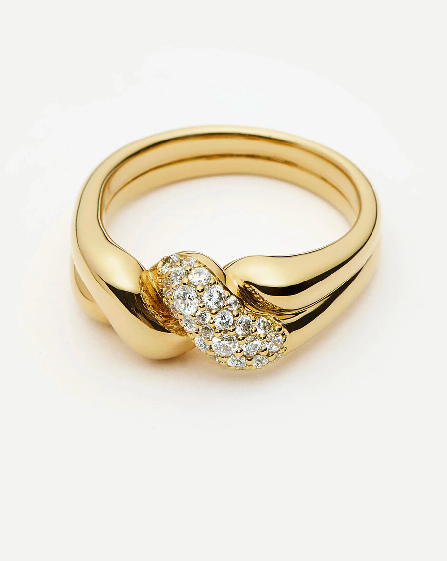 bague double molten snow - or 18 caratszirconium cubique