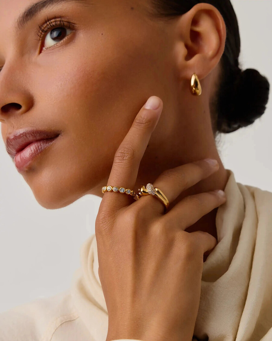 bague double molten snow - or 18 caratszirconium cubique