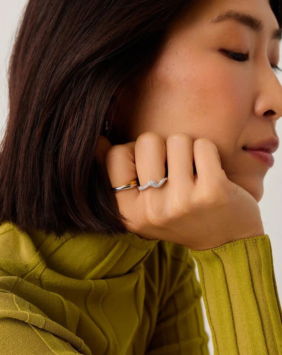 bague empilable molten snow - argent sterlingzirconium cubique