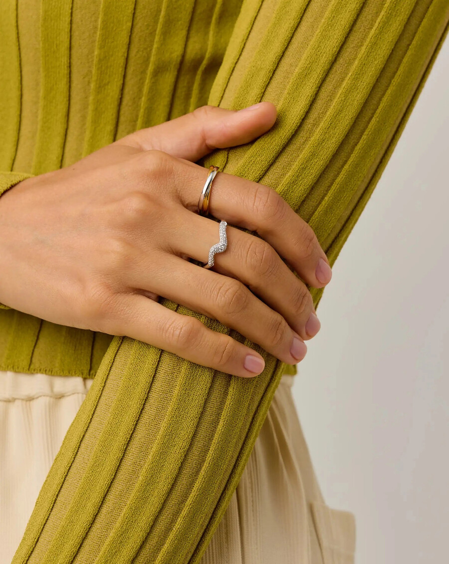 bague empilable molten snow - argent sterlingzirconium cubique
