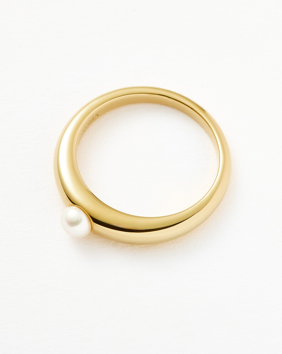 bague empilable classique à perle bouton