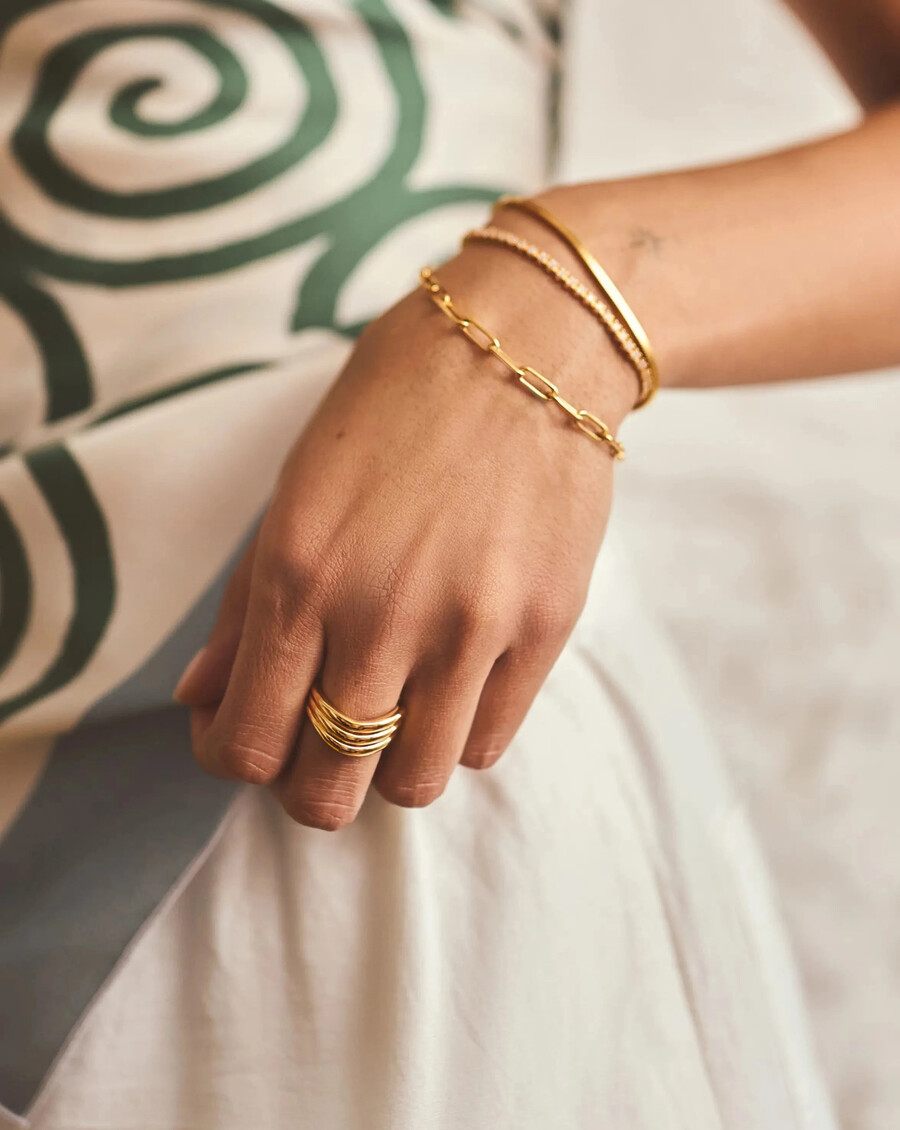 bague triple signature savi - or