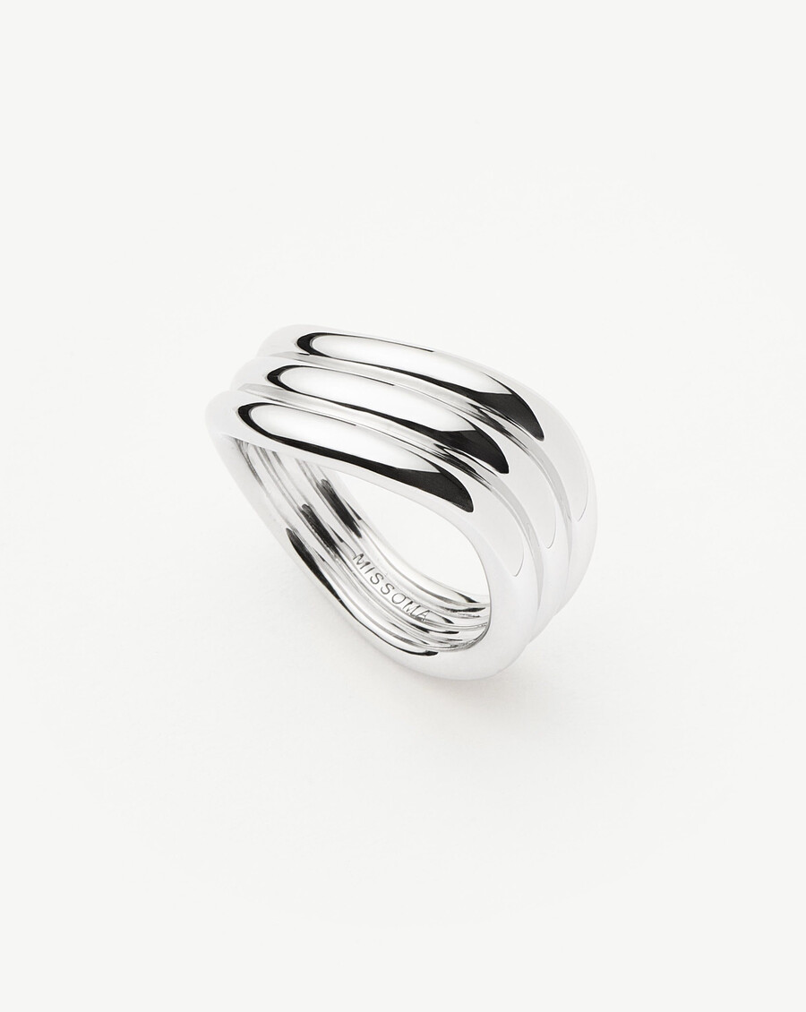 bague triple signature savi - argent