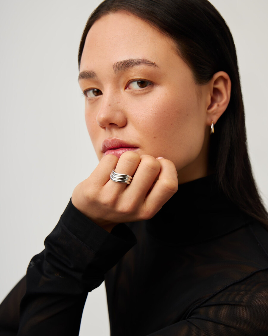 bague triple signature savi - argent