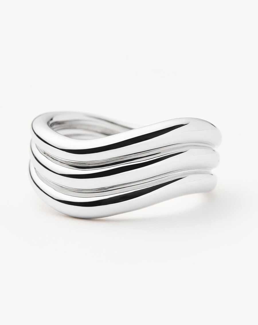 bague triple signature savi - argent