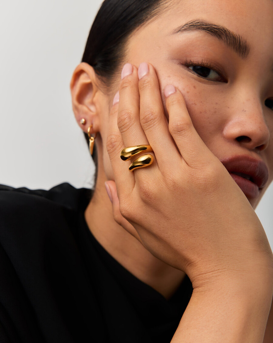 bague croisée sculpturale savi - vermeil en or 18 carats