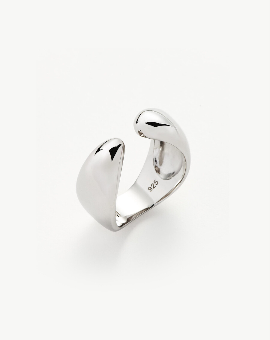 bague savi sculpturale ouverte empilable - argent sterling