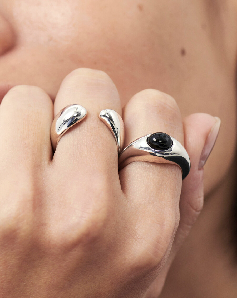 bague savi sculpturale ouverte empilable - argent sterling