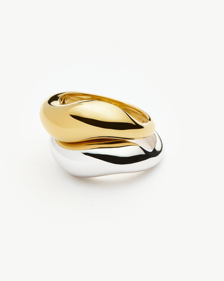 ensemble de bagues empilables savi signature - or et argent