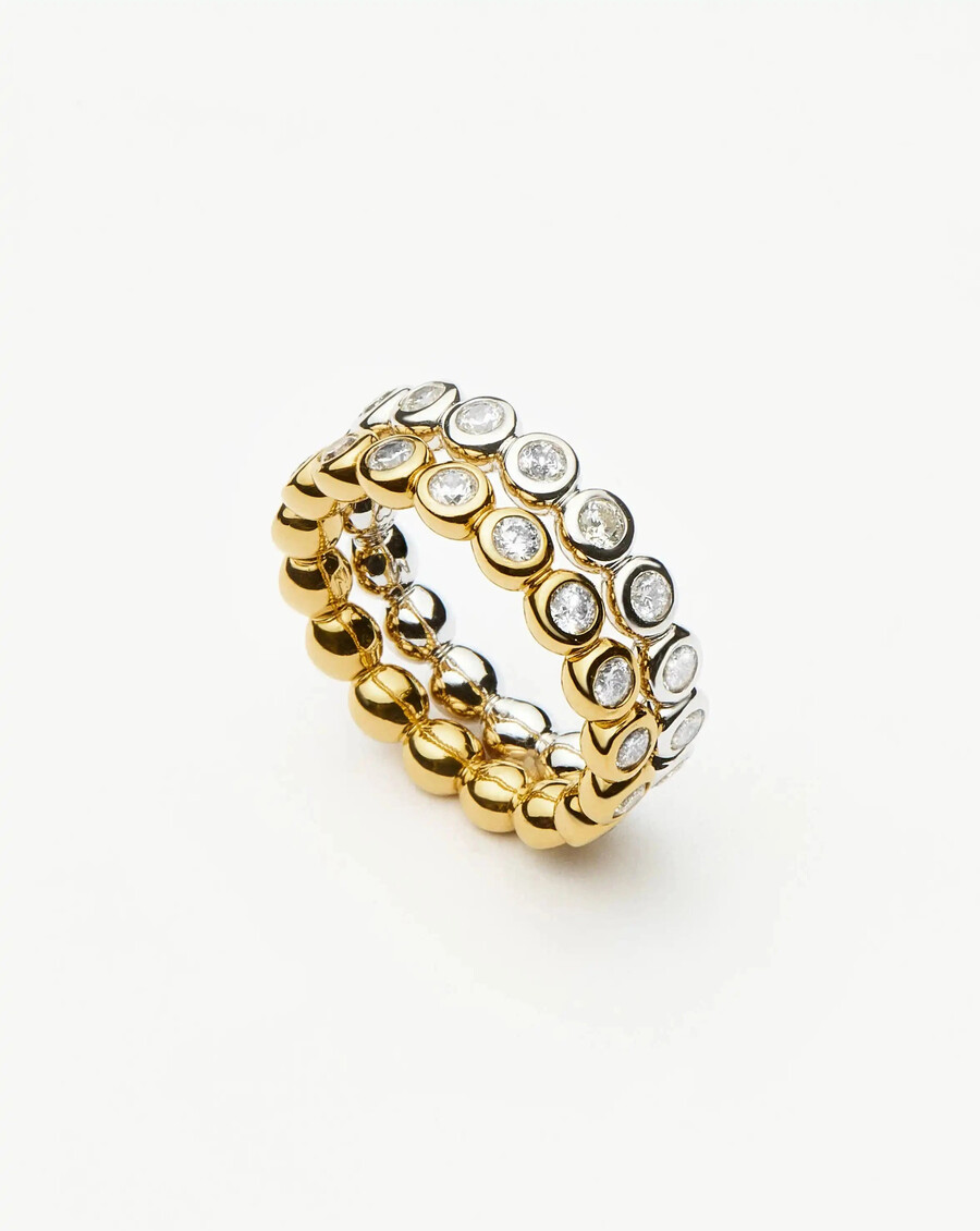 ensemble de bagues empilables tennis eternity - or et argent