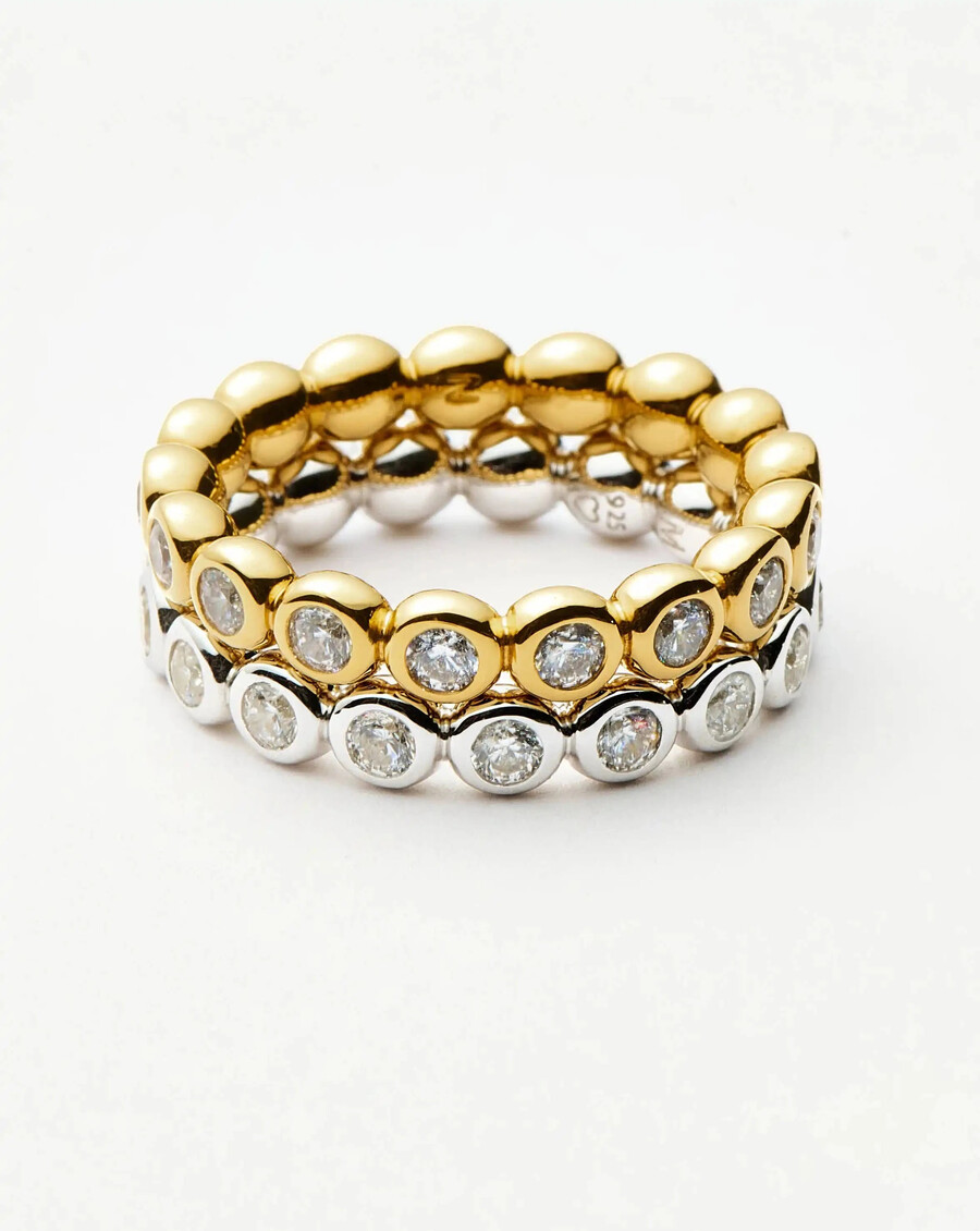ensemble de bagues empilables tennis eternity - or et argent