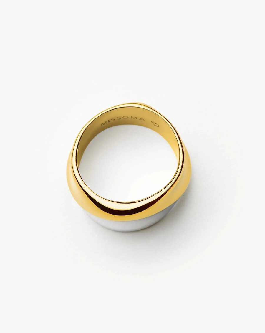 bague sculpturale effet fondu - or et argent