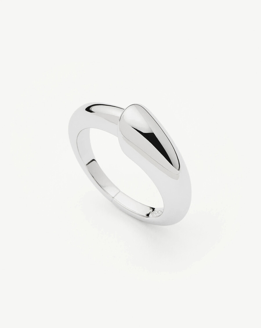 bague empilable à crête sculpturale - argent