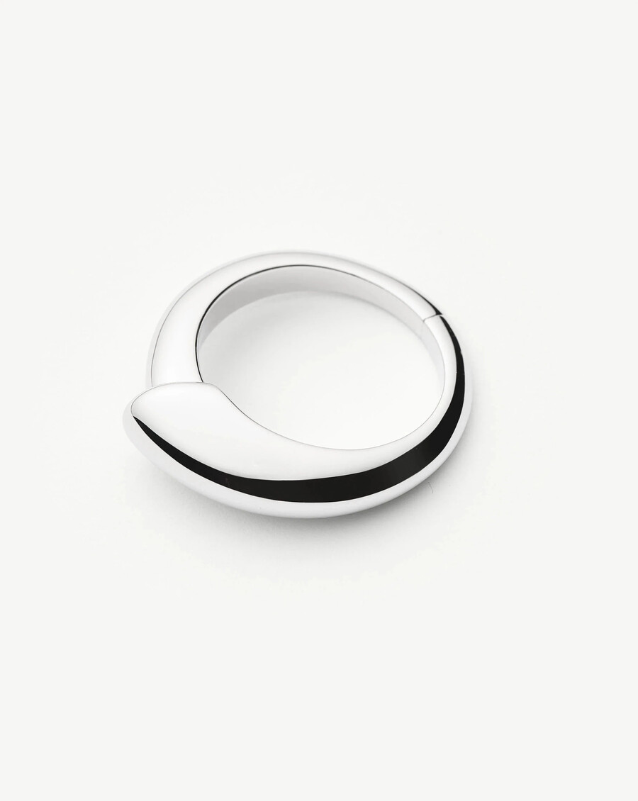 bague empilable à crête sculpturale - argent