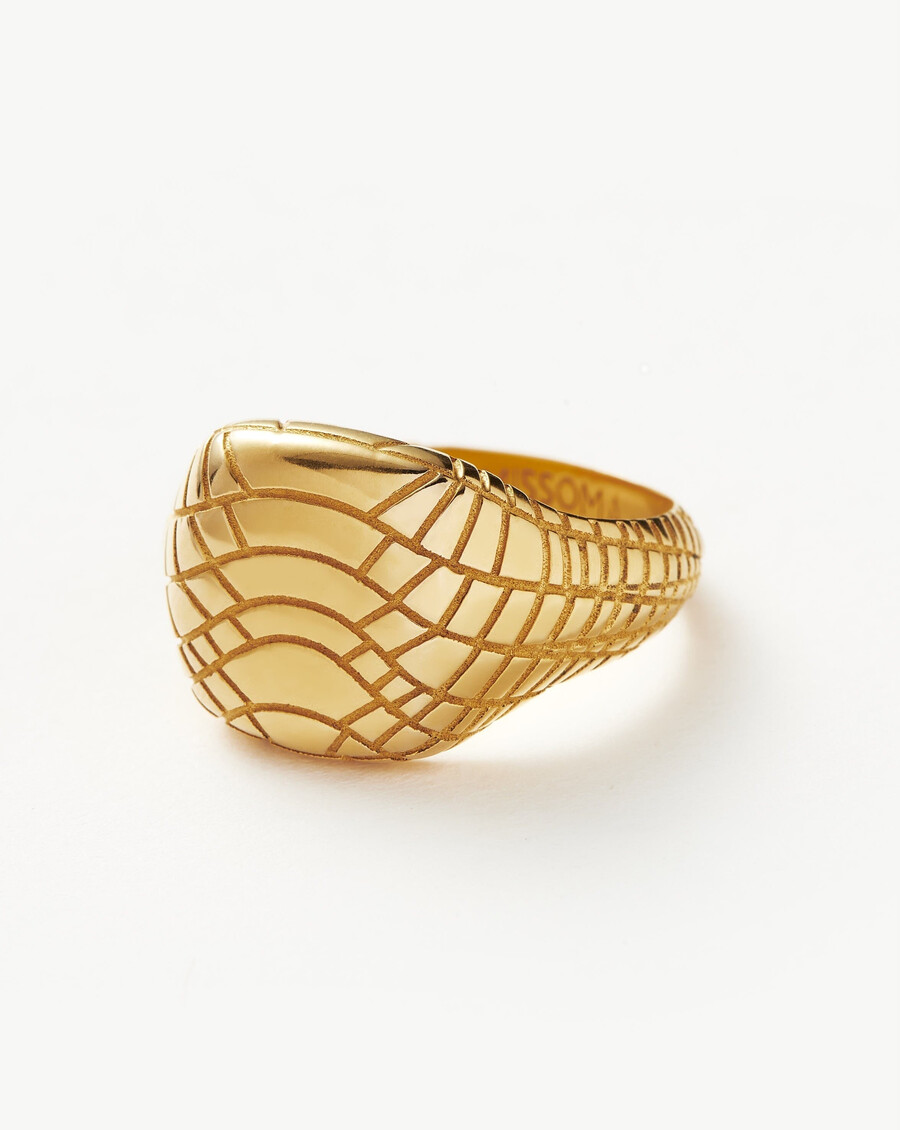 bague chevalière à motif serpent - plaqué or 18 carats